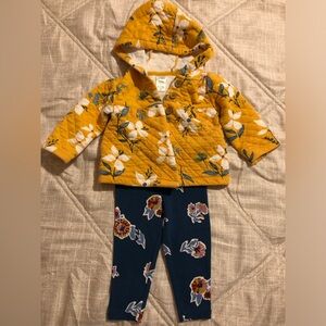 Carter's Yellow Floral Jacket and Blue Leggings Set